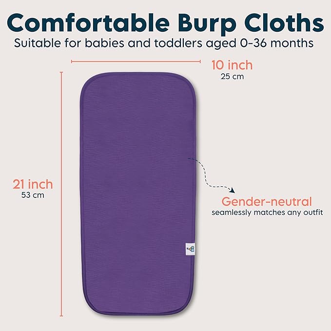 Toppy Organic Cotton Burp Cloths | Soft and Absorbent | Baby Infant Boys and Girls | Large - 21" x 10"