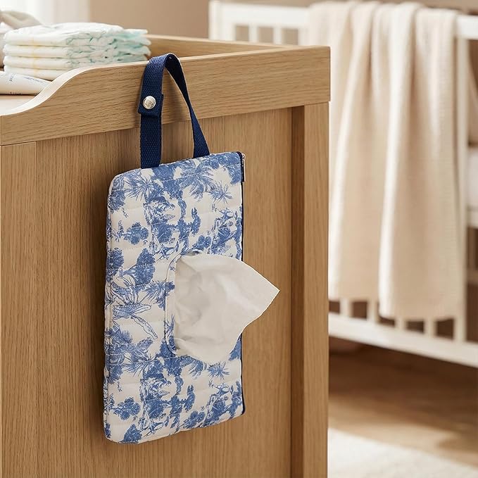 HIBEAR Quilted Diaper Wipe Pouch Portable Mommy Bag Refillable Floral Baby Wipe Holder for Travel Stroller Daily Casual (Floral B)