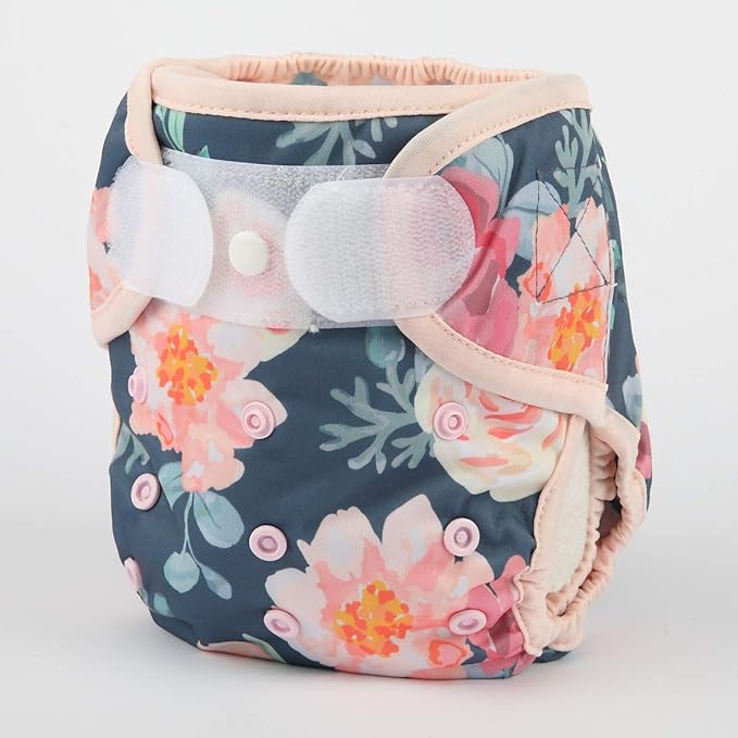 Baby Cloth Diaper Cover Nappy Hook and Loop Double Gusset for Girls (Vintage Bloom) One Size