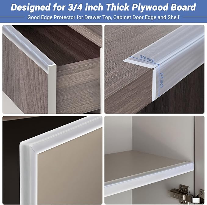 Wall Corner Protector, Peel and Stick Wall Corner Trim, Flexible Rubber Molding Wall Corner Guard, L Shaped Self Adhesive Edge Protector Moulding Trim for Wall Edge Ceiling, Clear, 3/4in,10Ft