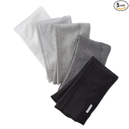 Butterblu Bailey 5-Pack Burp Cloths 100% Organic Cotton Knit for Newborn & Baby Boys & Girls, Stone, One Size