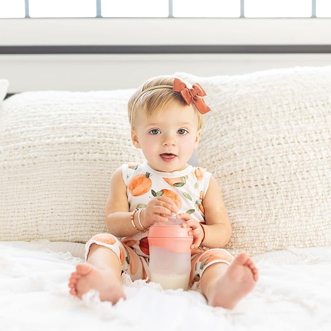 Tiny Twinkle Silicone Baby Bottle with Comfort Grip and Soft Flexible Nipple - Squeezably Soft Baby Bottles for Newborn and Up (Blossom, 8 Ounce - 2 Pack)