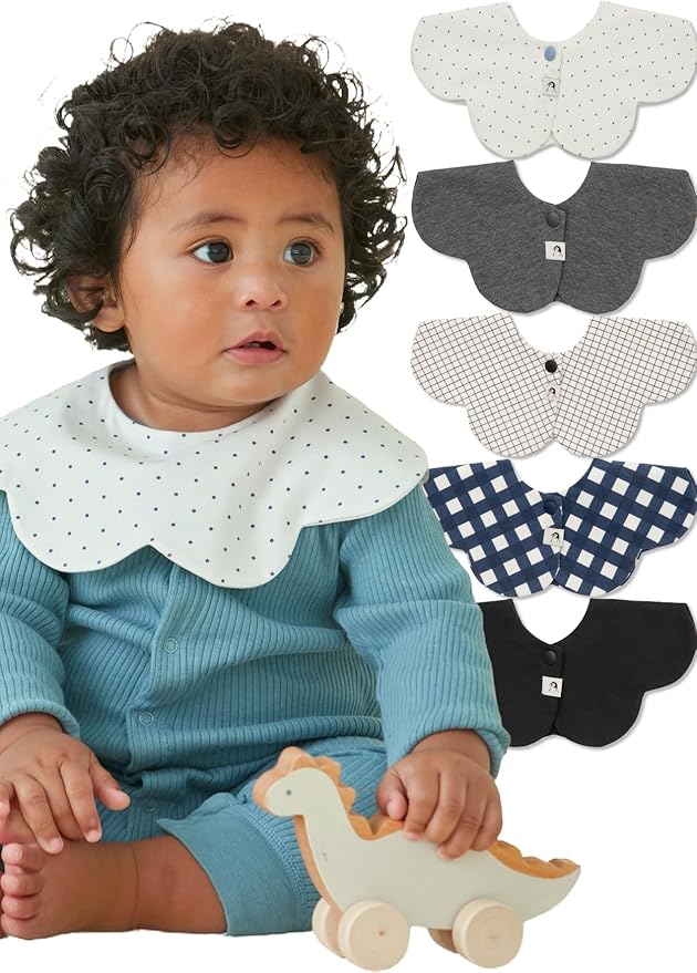 Konny Baby Bib 3/5/7-Pack Set, 360 ° Rotate, Soft and Absorbent Drooling for Toddler Boys Girls Baby Essentials