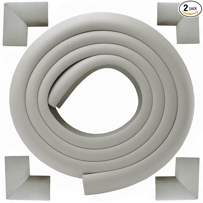M2cbridge L Shape Extra Thick Furniture Table Edge Protectors Foam 6.5 Ft (Grey with 4 Corners)