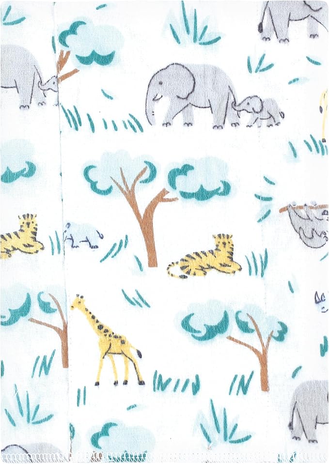 Luvable Friends Hudson Baby Flannel Burp Cloths 7pk, Blue Jungle Safari