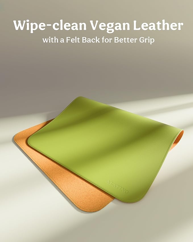 2 Pack Vegan Leather Baby Changing Mat, Large 30" x 17" Waterproof Foldable Diaper Mat, Wipe-Clean Portable Changing Pad for Travel, Home & Diaper Bag, Baby Shower Gifts(MossGreen&DarkOliveGreen)