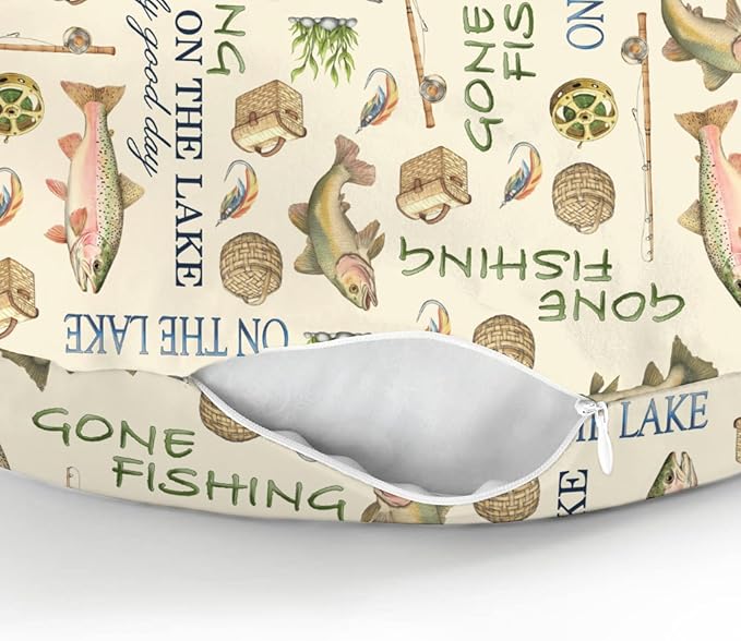 Gone Fishing Nursing Pillow Covers for Boy Girl Vintage Lake Fishing Lovers Gift Nursing Pillow Slipcovers for Breastfeeding Pillows Vacation Outdoors Adventure Soft Stretchy Cover for Newborn Infant