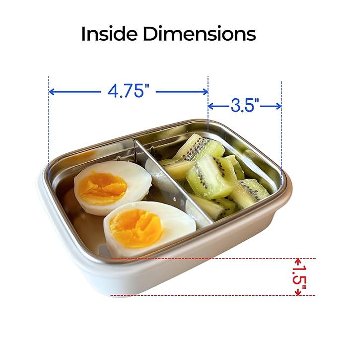Innobaby Keepin' Fresh Stainless Steel Divided Bento Snack Box with Lid for Kids and Toddlers BPA Free, 11 oz., Blue