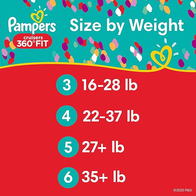 Pampers Pull On Diapers Size 5 - Cruisers 360˚ Fit Disposable Baby Diapers with Stretchy Waistband, 112Count ONE Month Supply