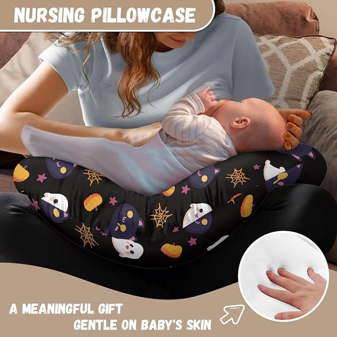 Halloween Cute Ghost Baby Breastfeeding Pillow Cover Nursing Cover for Newborn Girls Boys Super Soft and Comfortable for Home, 1 Pack