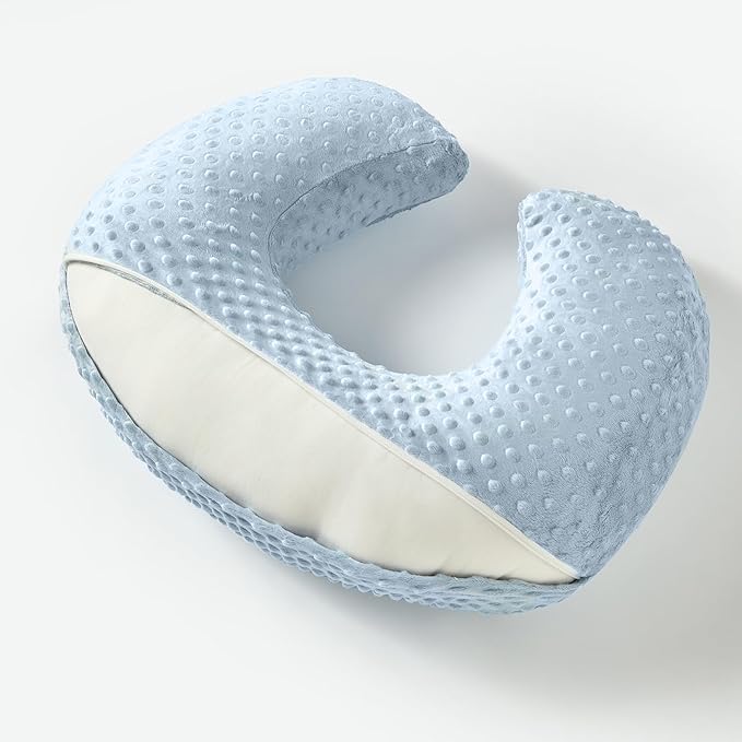 Nursing Pillow for Breastfeeding and Bottle Feeding More Support for Mom and Baby,Soft Newborn Nursing Baby Pillow， Machine Washable (Light Blue)