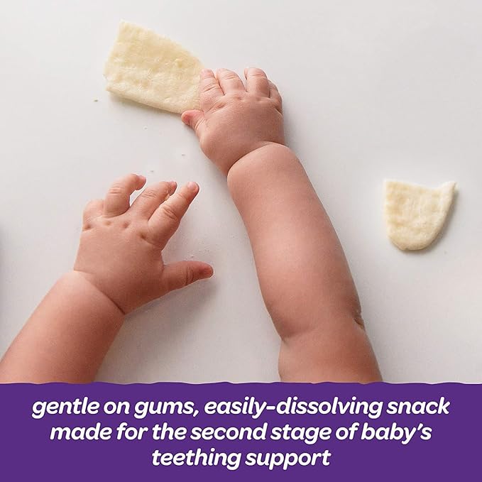 Happy Baby Gentle Teethers Organic Teething Wafers Blueberry Purple Carrot, 0.14 Ounce Packets (Box of 12) Soothing Rice Cookies for Teething Babies Dissolves Easily, Gluten Free No Artificial Flavor