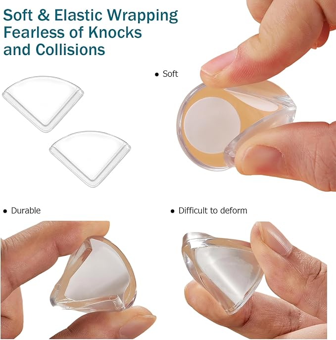Corner Protector Baby, Table Corner Protectors, Baby Proof Corners and Edges, Fan-Shaped Clear Corner Guards 4 Pack, Sector