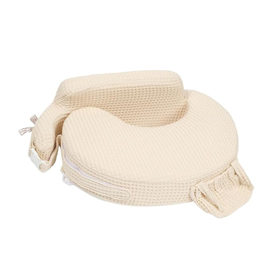 My Brest Friend Super Deluxe Nursing Pillow-Enhanced Comfort & Ergonomic Breastfeeding Pillow for Ultimate Support For Mom & Baby-Adjustable and with Handy Side Pocket,100%Woven Cotton Oatmeal Waffle