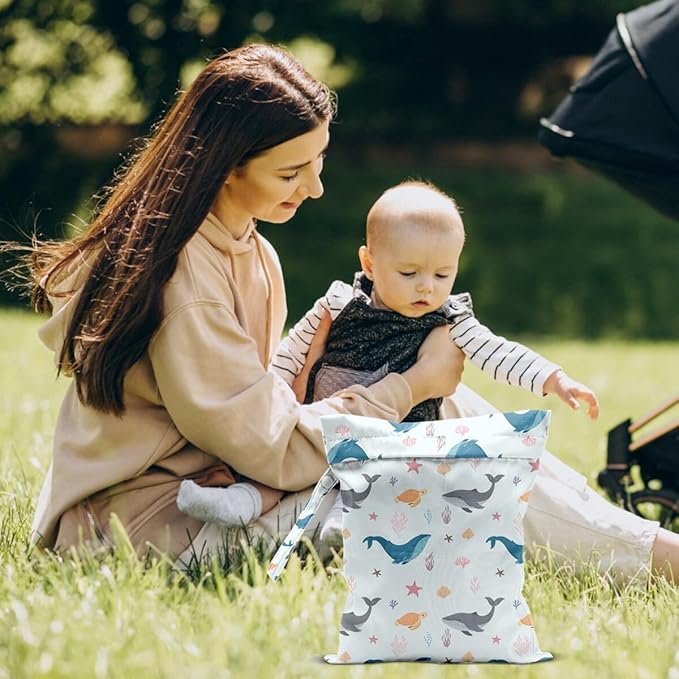 Wet Dry Bags for Diaper Waterproof Swimsuit Washable Reusable Bag for Beach Diapers Dirty Yoga Gym Clothes Plant Gifts for Men Baby Friend Women 12.5x10.2 Inches