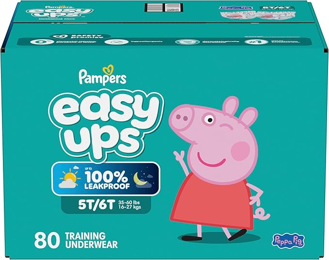 Pampers Training Pants - Easy Ups Girls & Boys - Size 5T-6T, 80 Count, Peppa Pig Potty Underwear (Packaging May Vary)