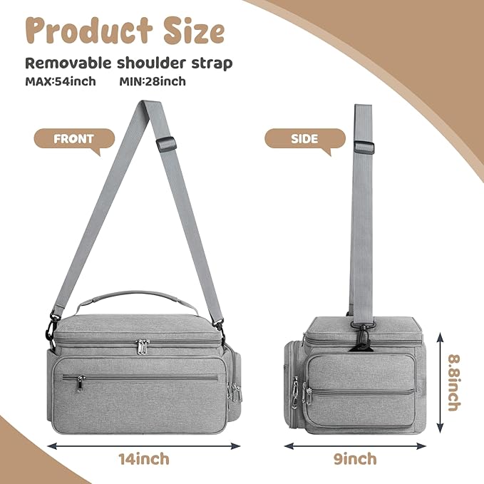 OCKLILY Breast Pump Bag for Spectra S1 S2 with Waterproof Mat, Breast Milk Cooler Bag for Pump Essentials, Pumping Bags for Working Mom Travel Camping, Grey