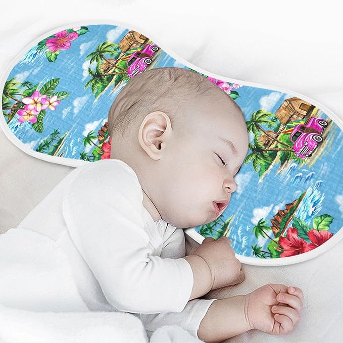 Muslin Burp Cloths for Baby Boys and Girls - 2-Pack Ultra Absorbent Vintage Hawaiian Tropical Muslin Washcloths, Newborn Towel, Milk Spit Up Rags, Burp Cloth Bibs for Unisex, 22 x 11 Inch