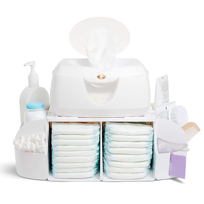 Munchkin® Diaper Change Organizer & Secure Grip™ Contoured Baby Diaper Changing Pad for Dresser, Waterproof, 16" x 31"
