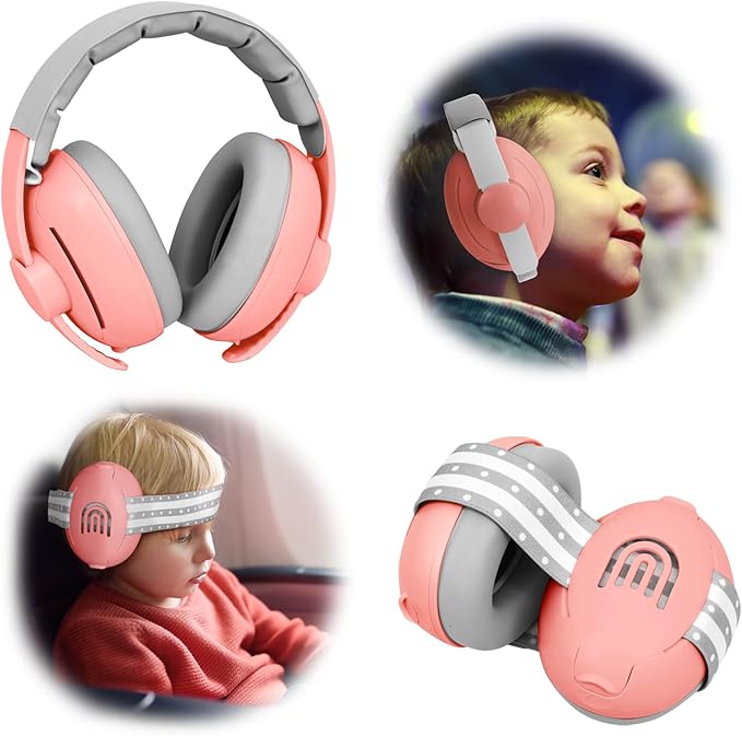 2-in-1 Adjustable Baby & Toddler Noise Cancelling Headphones - Ear Muffs for Kids 1-3 for Airplane Travel