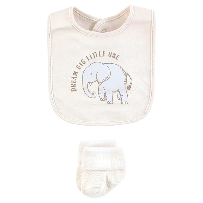 Hudson Baby Unisex Baby Cotton Bib and Sock Set, Little Peanut, One Size
