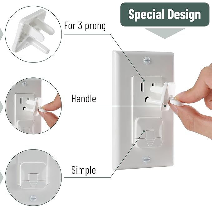 Bates- Outlet Covers Child Proof, 40 Pack, White, 3 Prong Outlet Covers