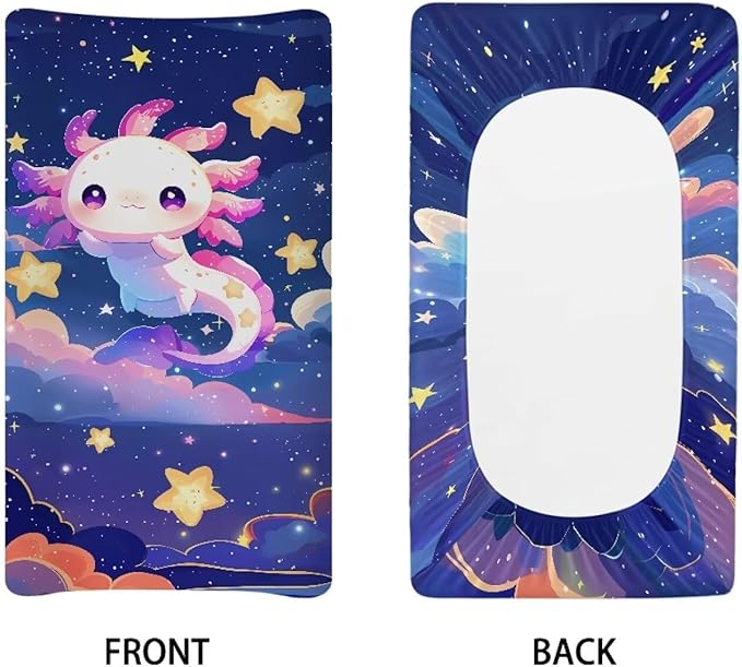 Axolotl Stars Change Pad Covers, Reusable Baby Diaper Change Table Covers Waterproof Baby Changing Pad Cover Machine Washable