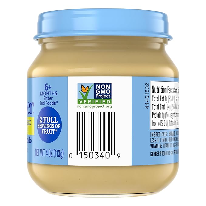 GERBER FOR BABY 2nd Foods Banana Avacado Spinach 10x4oz