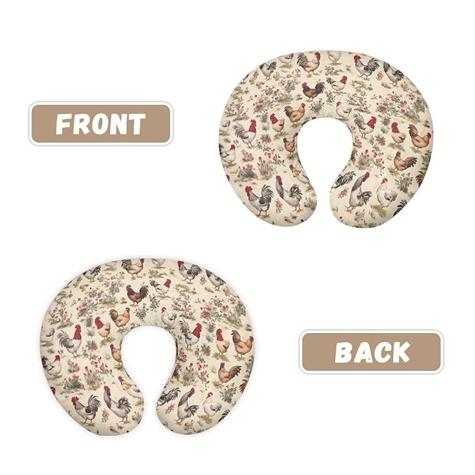Chicken Nursing Pillow Cover for Baby Girl Breastfeeding Pillow Slipcover with Hidden Zipper Nursing Pillow Covers for Breastfeeding Vintage Nursing Protective Case Beige