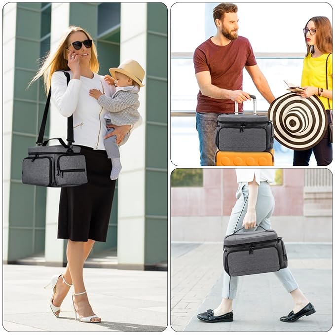 Breast Pump Bag Fit for Spectra S1 and S2, Pumping Bag with Waterproof Mat for Pump Accessories, Portable Pump Carrying Case for Work, Travel and Family Use, Grey