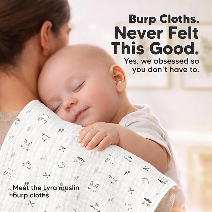 KeaBabies Organic Muslin Burp Cloths Baby Boy, Girl – 5-Pack 100% Cotton Muslin Burping Cloths for Babies, Newborn, 21x10 Large & Absorbent Spit Up Rags, Baby Washcloth, Infant Towels (Nordic)