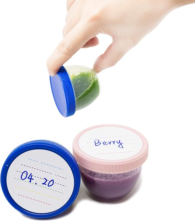 Youngever 36 Pack Baby Food Storage, 2 Ounce Baby Food Containers with Lids and Labels, 9 Assorted Colors