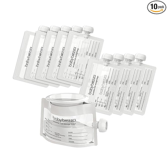 Baby Brezza Reusable Breastmilk Storage Bags, 10 Pack, Includes Filling Funnel