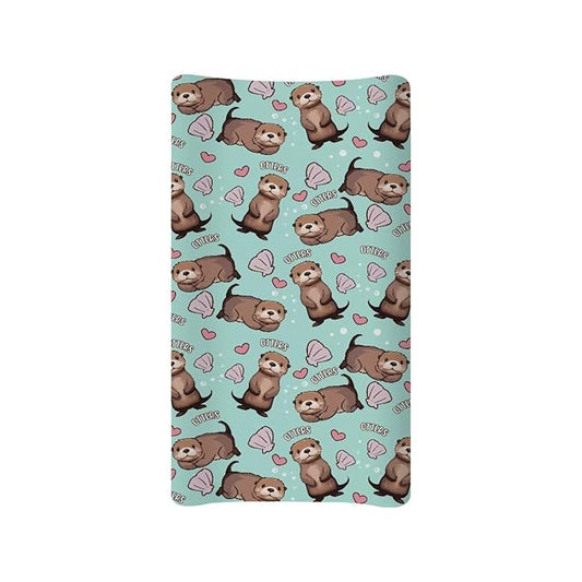 ZDCUSTOM Otters Changing Pad Cover Lovely Print Changing Pad Sheets Soft & Breathable Diaper Changing Table Cover Infant Newborn Changing Mat Sheet