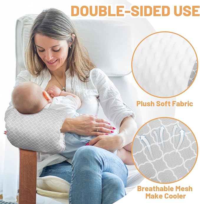 KAKIBLIN Feeding Arm Pillow,Nursing Arm Breastfeeding Pillows Support for Mom,Portable and Washable,Ergonomic Nursing arm Pillow for Feeding (White Cloud)