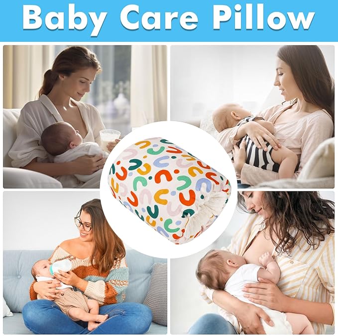 Baby Feeding Arm Pillow,Nursing Arm Pillows for Breastfeeding，Soft Cotton for Newborn, More Support for Mom and Baby,Portable and Washable,Ergonomic Nursing Essentials（Rainbow）