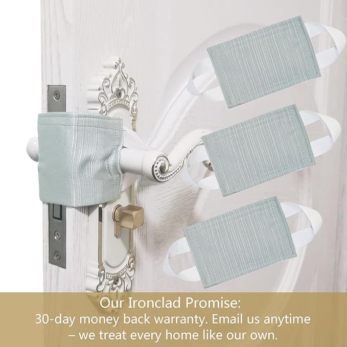 Baby Proof Door Silencer & Cloth Latch Cover, Quiet Close Anti-Slam Pads to Prevent Slamming and Accidental Locking, for Nursery and Toddler Safety (3, Natural Teal, 4.1 * 3.1 inches)