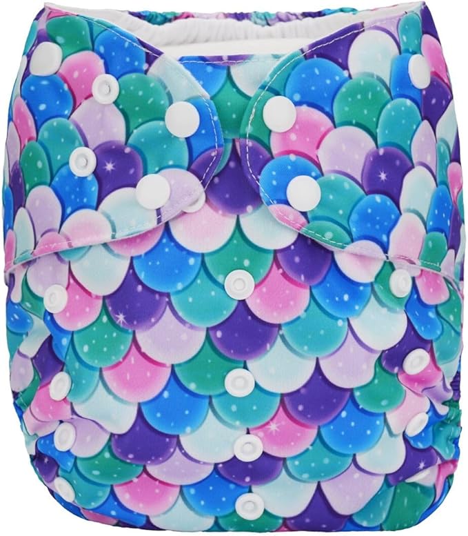 2 to 7 Years Old Cloth Diaper Nappy Pocket Reusable Washable Junior Big Baby Kids Toddler (Multicolor Scales)