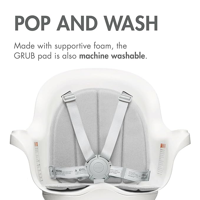 Boon Grub High Chair Cushion - Extra Machine Washable Booster Seat Pad Replacement - for Use with Grub Baby High Chair - Up to 50 Lbs. - Gray