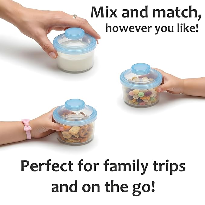 Formula Container to Go – Baby Essentials, Stackable Formula Dispenser for Night Feedings, Snacks and More – 2 Pack, by KiKo (Blue)