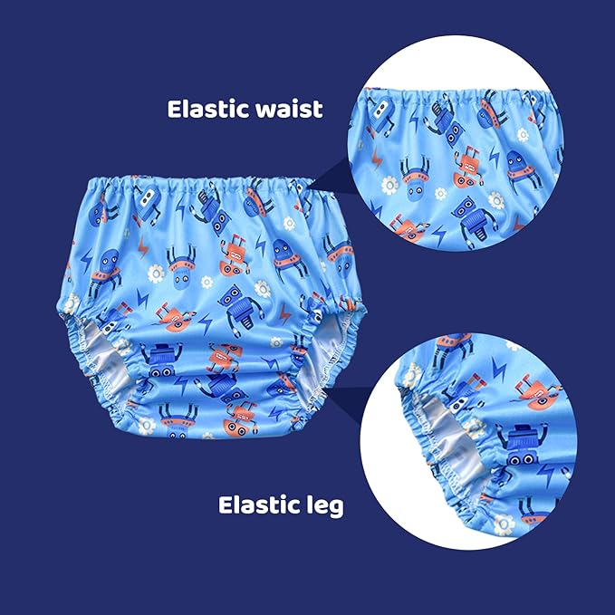 BISENKID 6 Packs Waterproof Plastic Underwear for Toddlers Potty Training Good Elastic Plastic Diaper Covers for Potty Training Pants and Cloth Diaper Boys 5t