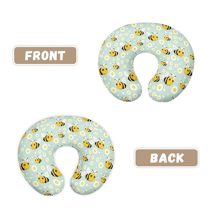 Bee Daisy Breastfeeding Pillow Cover Nursing Cover for Newborn Girls Boys Super Soft and Comfortable Slipcover Gift, 2 Packs