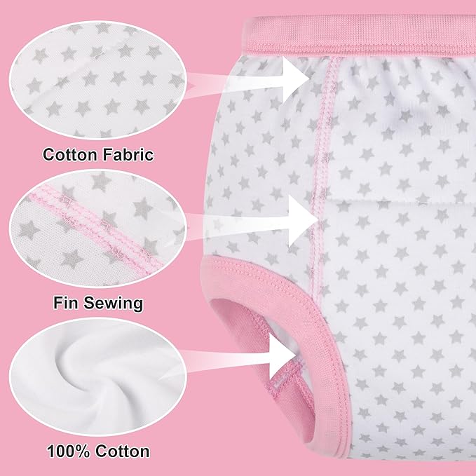 BIG ELEPHANT 10-Pack Baby Potty Training Underwear, Soft 100% Cotton Absorbent Training Pants for Boys & Girls, 5-6Y