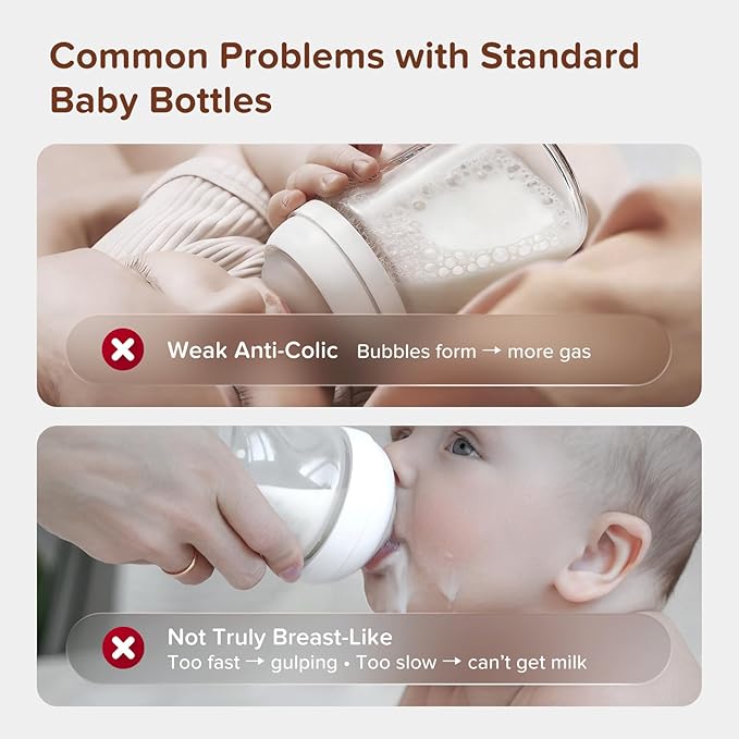Thyseed PPSU Anti-Colic Baby Bottle, Breast-Like Extra Slow Flow Nipple for Breastfed Babies (0m+), 5 oz/160 mL, 2 Pack