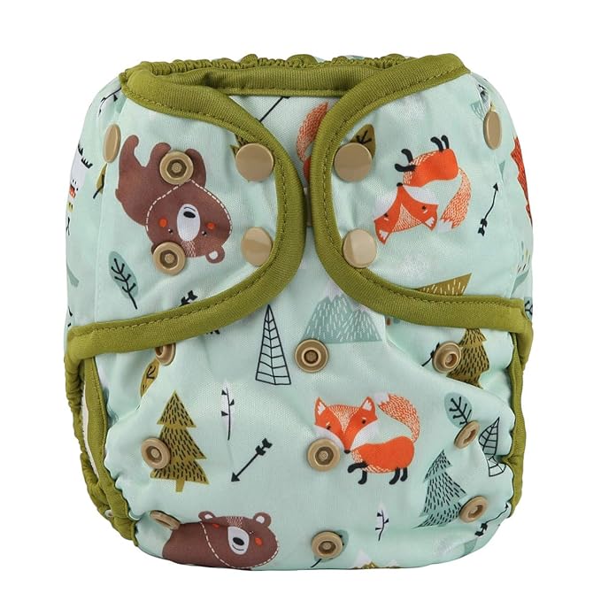 Baby Diaper Cover Nappy One Size 10lbs to 36lbs for Boys (Bear Fox Teepee)