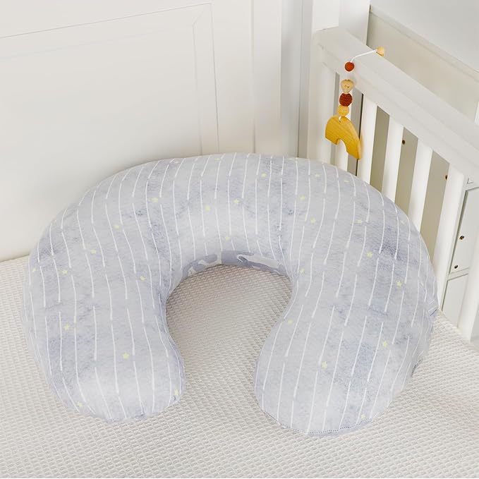 DILIMI Nursing Pillow Cover, Soft Stretchy Nursing Covers for Breastfeeding Pillows, 1 Pack Reversible Removable Slipcover for Baby Boy and Girls, Grey Elephant