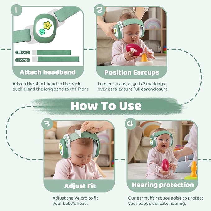 YomauiYee Baby Earmuffs,Infant Noise Cancelling Headphones with Star Pattern, Infant Ear Protection for Toddler 0-48 Months,Baby Travel Essentials for Airplane/Improves Sleep