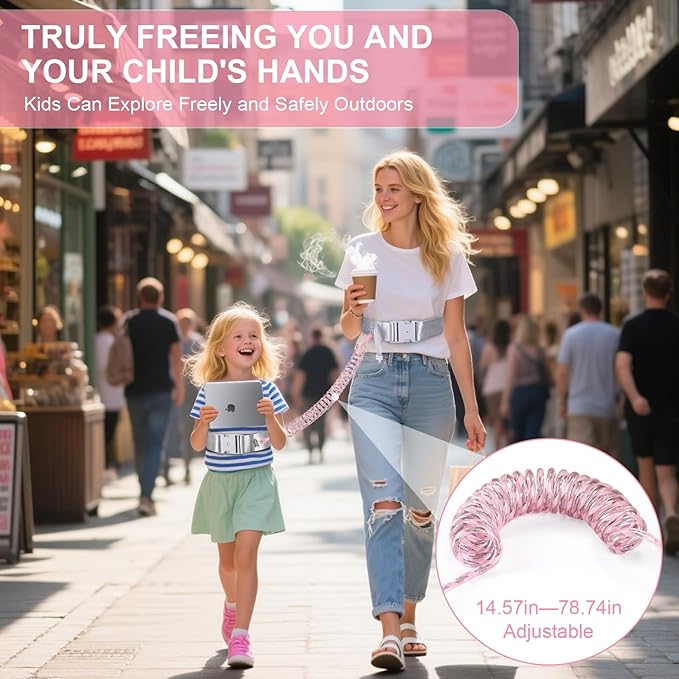 Accmor Toddler Safety Waist Leash, Hands-Free Anti Lost Waist Link with Lock, Adjustable Walking Leash Belt for Active Child, Reflective Secure Public Walking Tether for Special Needs, Autistic, ADHD