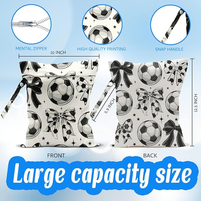 Soccer Wet Dry Wet Bag for Swimsuit Towel Baby Travel Cloth Diapers Beach Gym Toiletries Makeup Storage Bag Summer Vacation Essential Holiday Coquette Soccer Coach Team Gifts Game Day Party