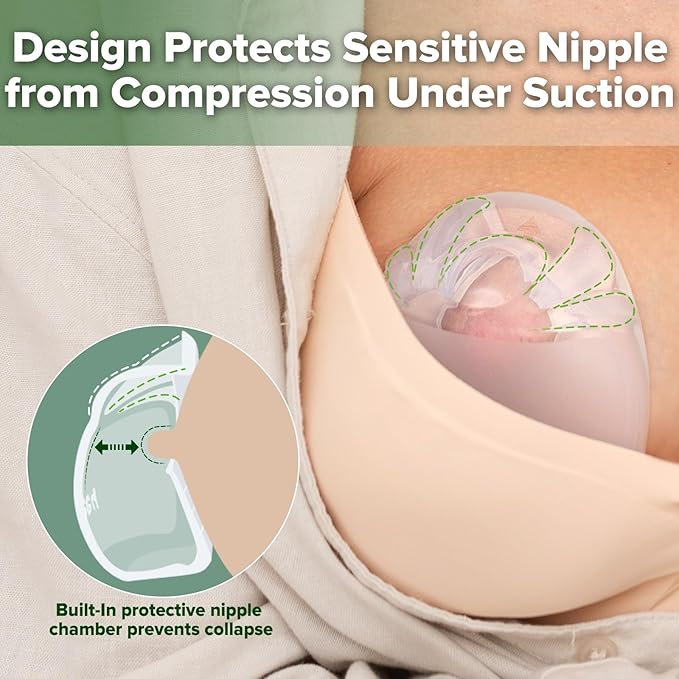 haakaa Halo Silicone Breast Milk Collector - Wearable Manual Breast Pump for Breastfeeding, Hands Free Reusable Breast Milk Shells with Cleaning Brush - 3oz/90ml, 2 Count